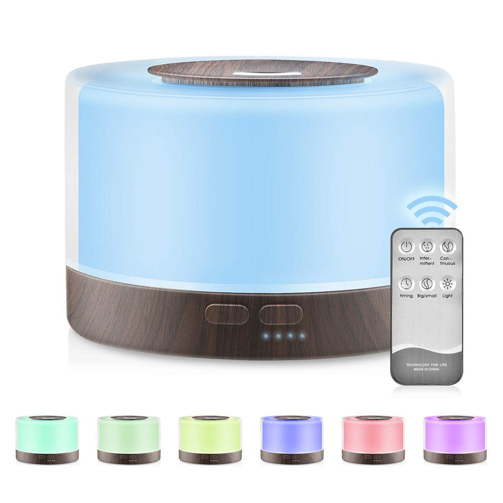 Aromatherapy Essential Oil Diffuser for Room: 500ml Aroma Air Humidifier Remote Control for Home Large & Small Rooms - Ultrasonic Cool Mist Diffusers Oils Vaporizer with Light & Timer Bedroom Office