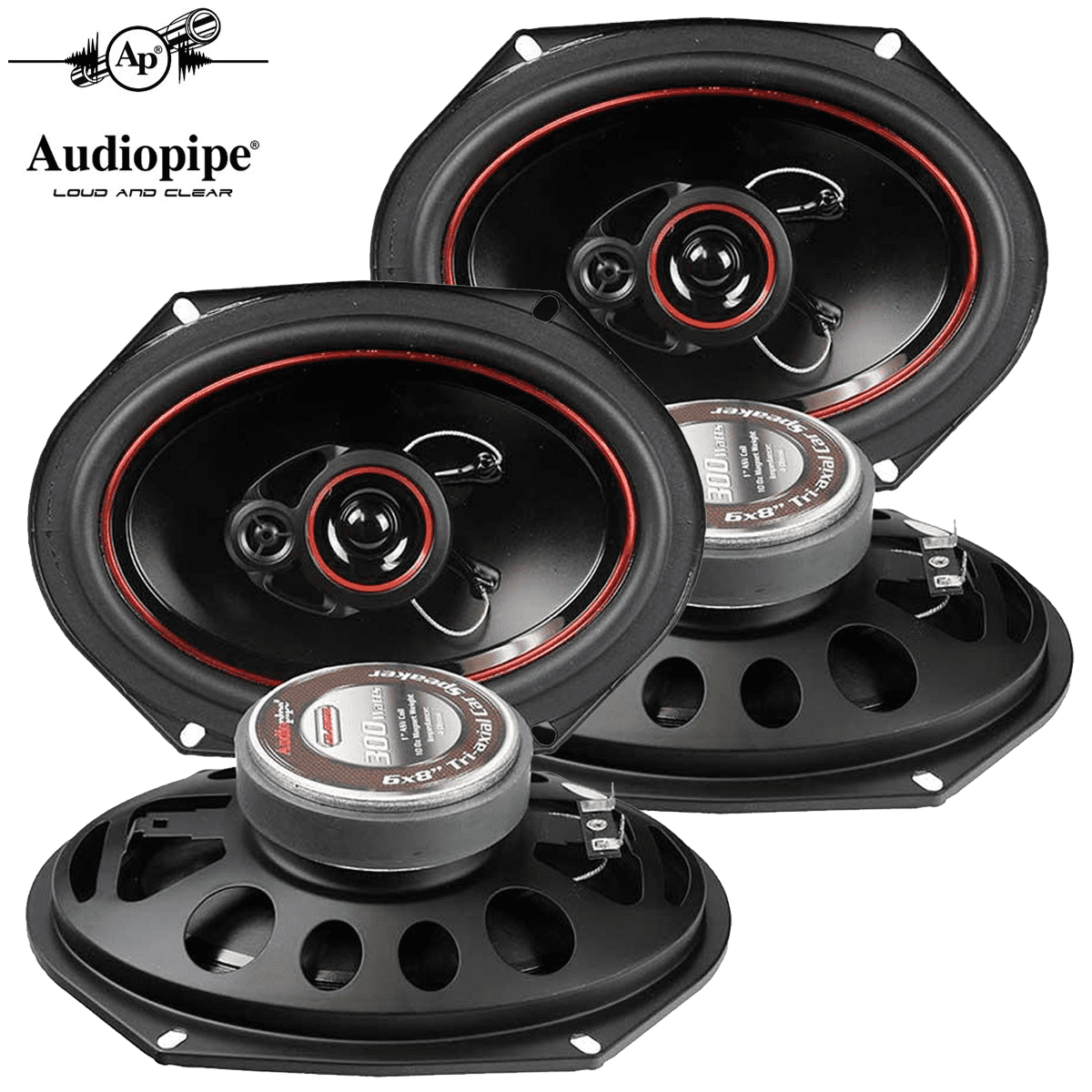 Audiopipe v 3-Way CSL Series Coaxial Car Speakers 300 Watts (2-Pairs)