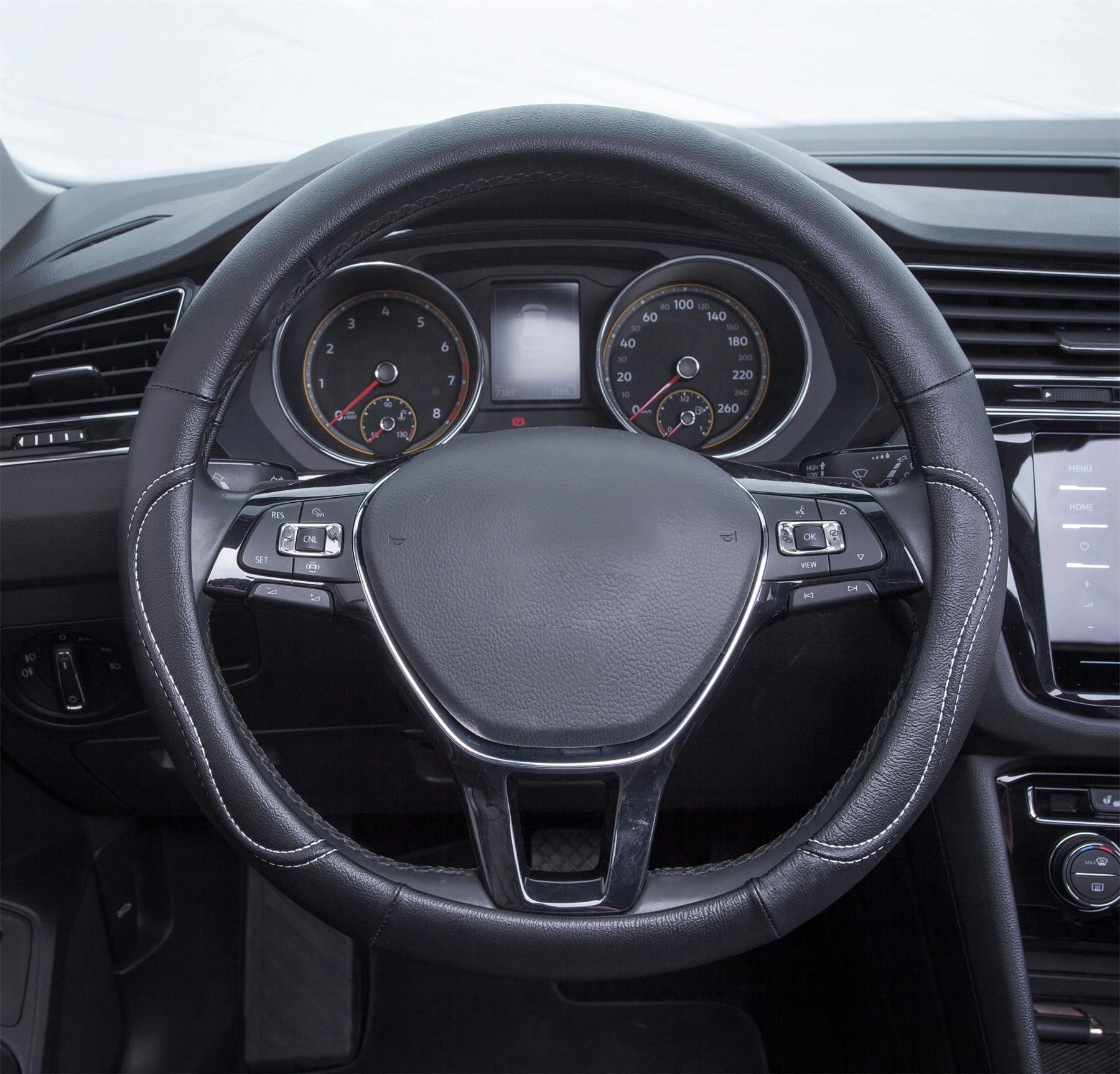 Auto Drive 1PC Steering Wheel Cover Country Black/White - Universal Fit
