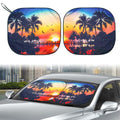 Auto Drive 2 Count Palm Tree Sunset Universal Twist Sun Shade Product Size 28.5'' x 31.5''