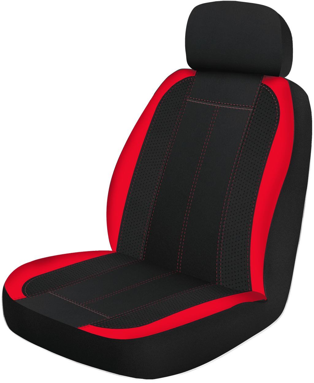 Auto Drive 2 Piece Car Seat Covers and Headrest Covers, Black Red Universal Fit