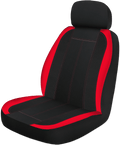 Auto Drive 2 Piece Car Seat Covers and Headrest Covers, Black Red Universal Fit