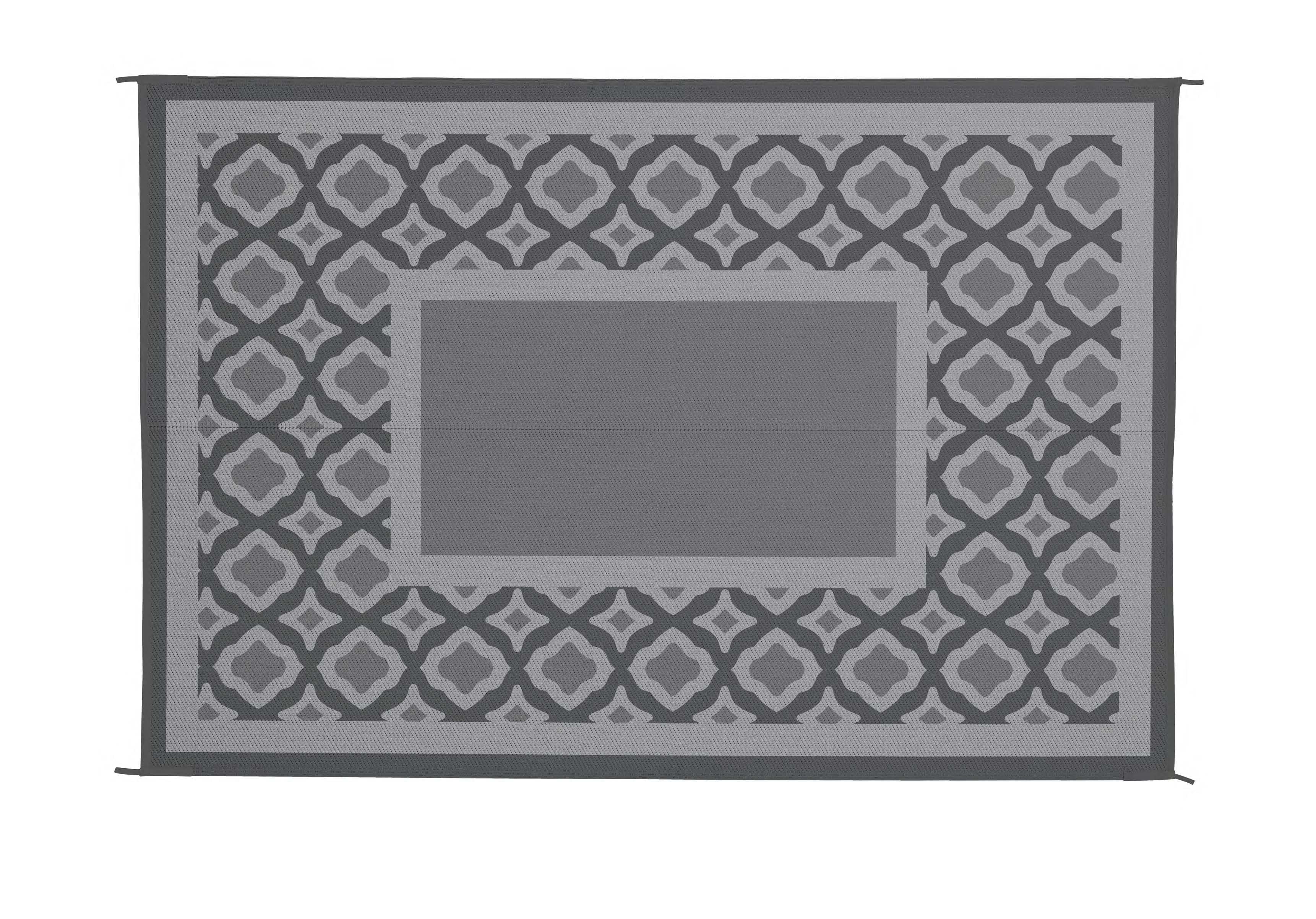 Auto Drive 6' x 9' Linked Geo Gray Reversible RV Outdoor Patio Mat