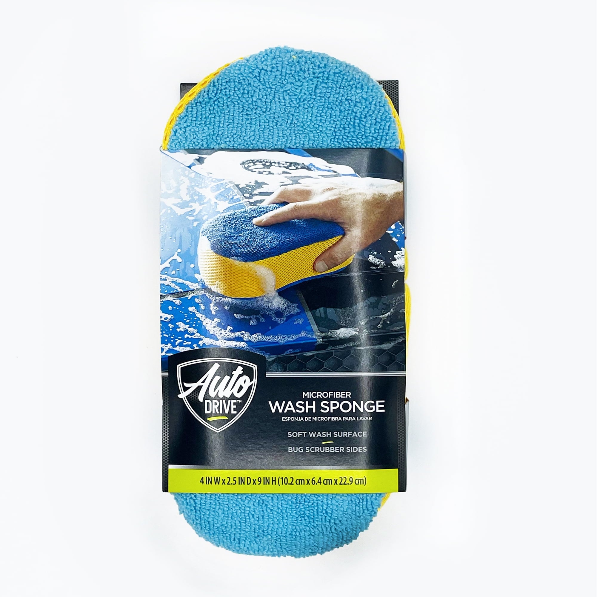 Auto Drive Car Wash Microfiber Sponge w/ bug mesh, Blue