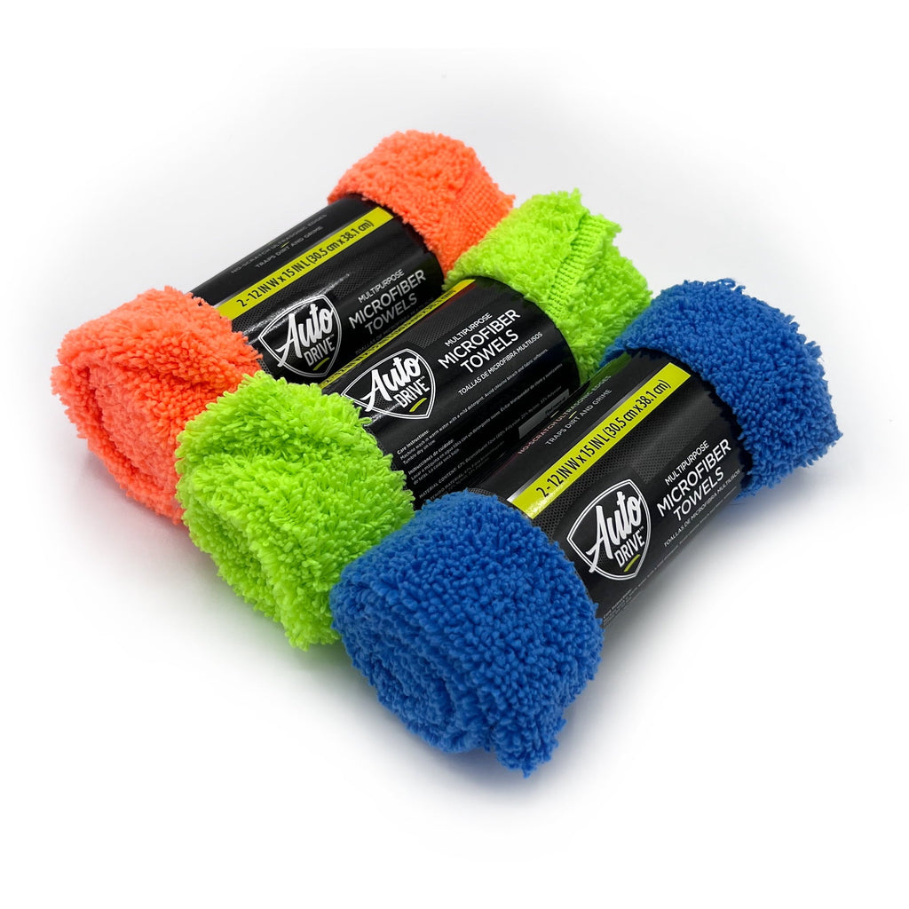 Auto Drive Microfiber Multi-Purpose Microfiber Towel, Cleaning Towel 2 Pack, Assorted Colors