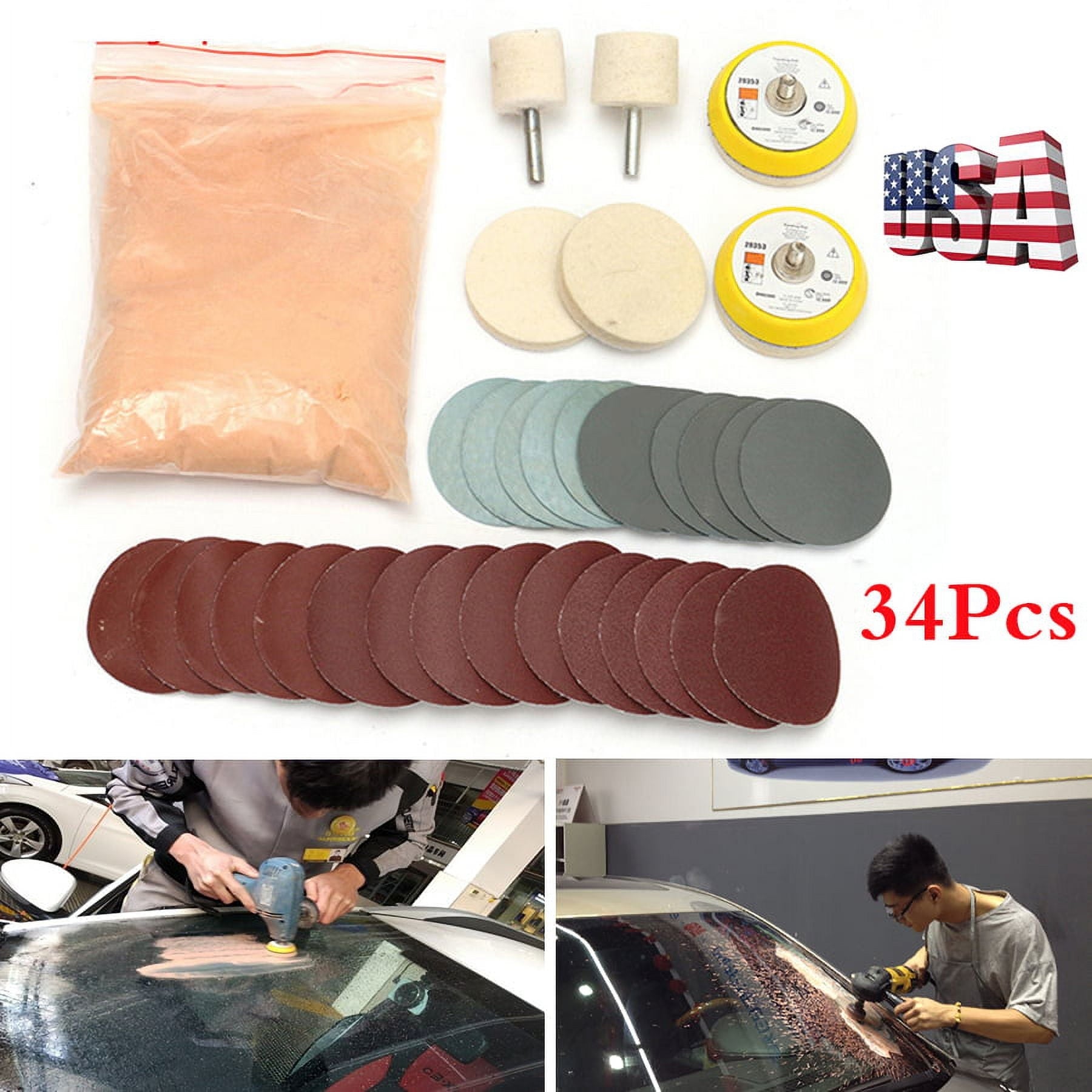 Auto Glass Polishing Kit Scratch Restoration Repair Tool 8 OZ Burnishing Powder