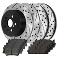 AutoShack Front and Rear Drilled Slotted Brake Rotors Black Performance Ceramic Pad Kit Replacement for 2007-2011 Toyota Camry 2008-2011 Avalon 2007 2008 2009 2010 Lexus ES350 2.4L 2.5L 3.5L V6 FWD