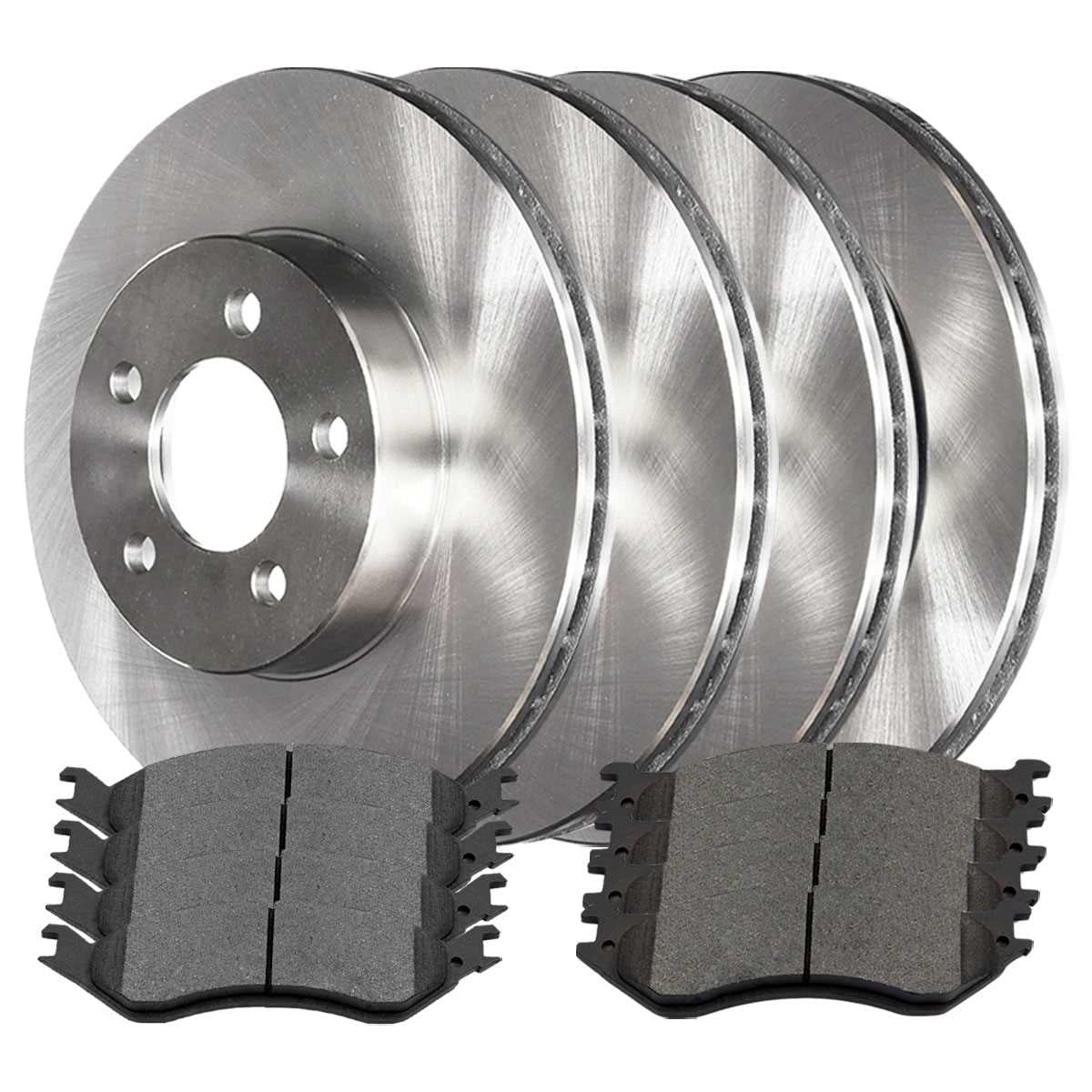 AutoShack Front and Rear Brake Rotors and Ceramic Pads Kit Replacement for 2002 2003 2004 Dodge Ram 1500 3.7L 4.7L 5.7L 5.9L V6 V8 4WD RWD