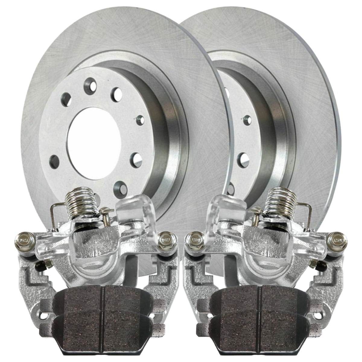 AutoShack Rear Brake Calipers Ceramic Pads Rotors Kit Driver and Passenger Side Replacement for 2006-2011 Ford Fusion 2006-2013 Mazda 6 2006 Lincoln Zephyr 2007-2011 MKZ 2006-2011 Mercury Milan V6 FWD