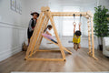 Avenlur Chestnut - The Ultimate Indoor 7-in-1 Playset and Foldable Jungle Gym for Kids Aged 2-8 with Slide, Rock Climb Wall, Climbing Ladder, Rope Net, Monkey Bars, Swing, and Ninja Ring - USA Company