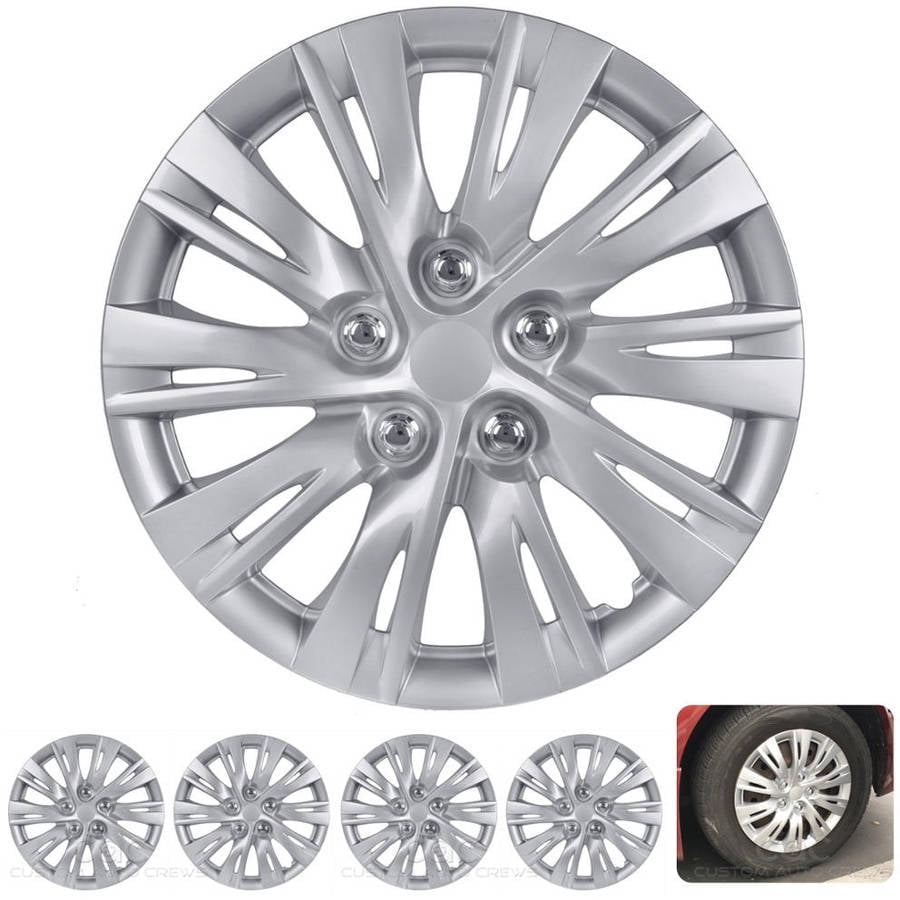 BDK 2012, 2013 Toyota Camry Style Hubcaps Wheel Cover, 16" Silver Replica Cover, 4 Pieces, ABS Plastic