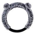 BDK Bear Fur Plush Steering Wheel Cover - Cute Faux Wool Protector Universal Size (Gray - With Ears)
