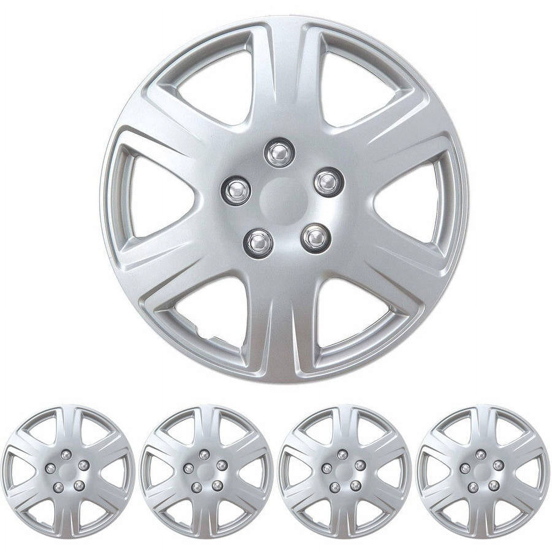 BDK Hubcaps 15" 4 Pieces, Silver, Toyota Corolla Style Replacement, ABS Plastic