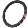 BDK Pink Floral Design Car Steering Wheel Cover, Standard Size 14.5 to 15.5"