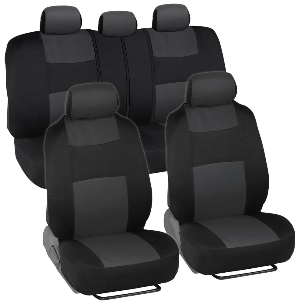 BDK PolyPro Car Seat Covers Full Set, Charcoal Gray Two-Tone Front and Rear Split Bench Seat Covers Fits select: 1997-2022 FORD F150, 1999-2022 CHEVROLET SILVERADO