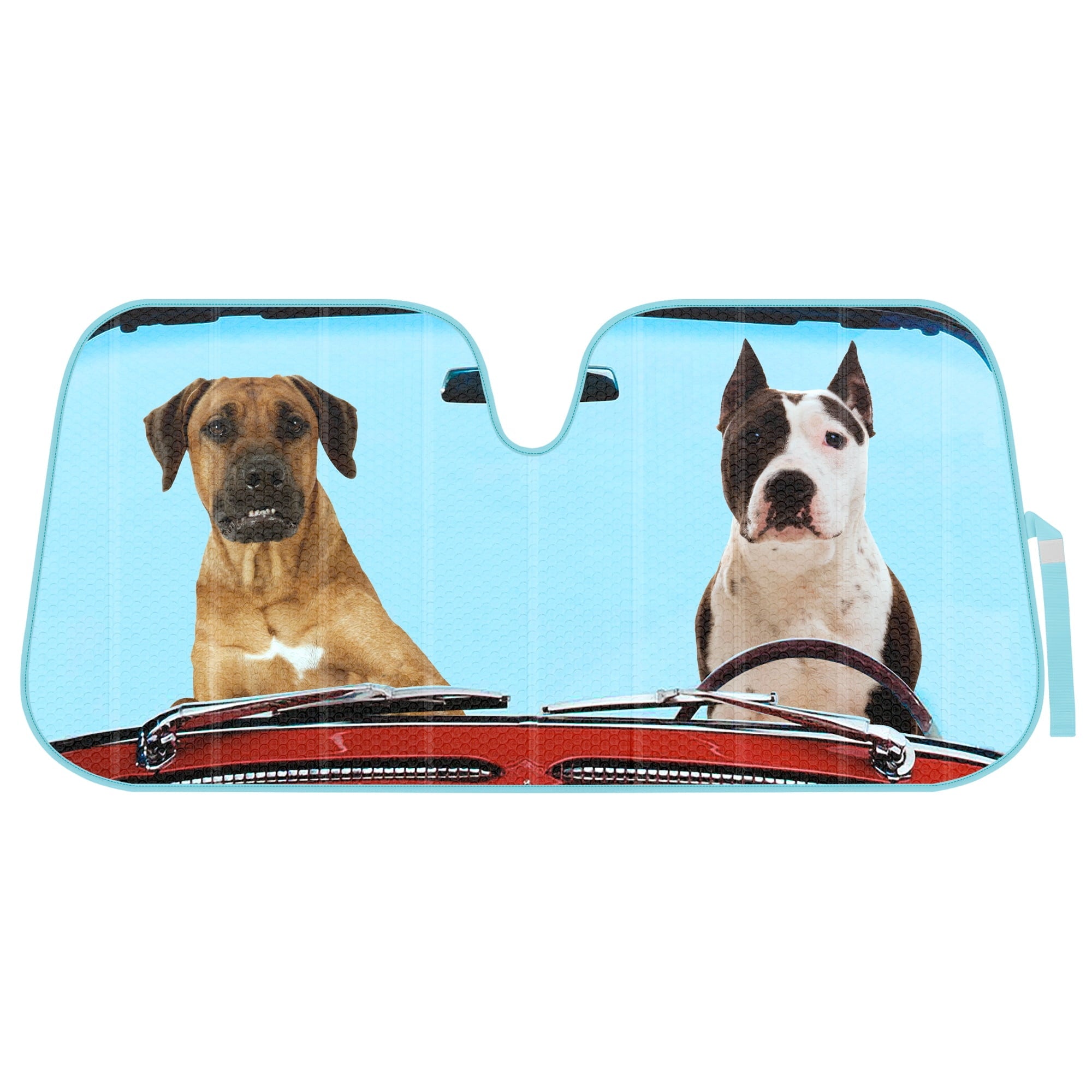 BDK Two Dogs Design Auto Auto Shade for Car SUV Truck, Pet Pals, Double Bubble Foil Jumbo Accordion