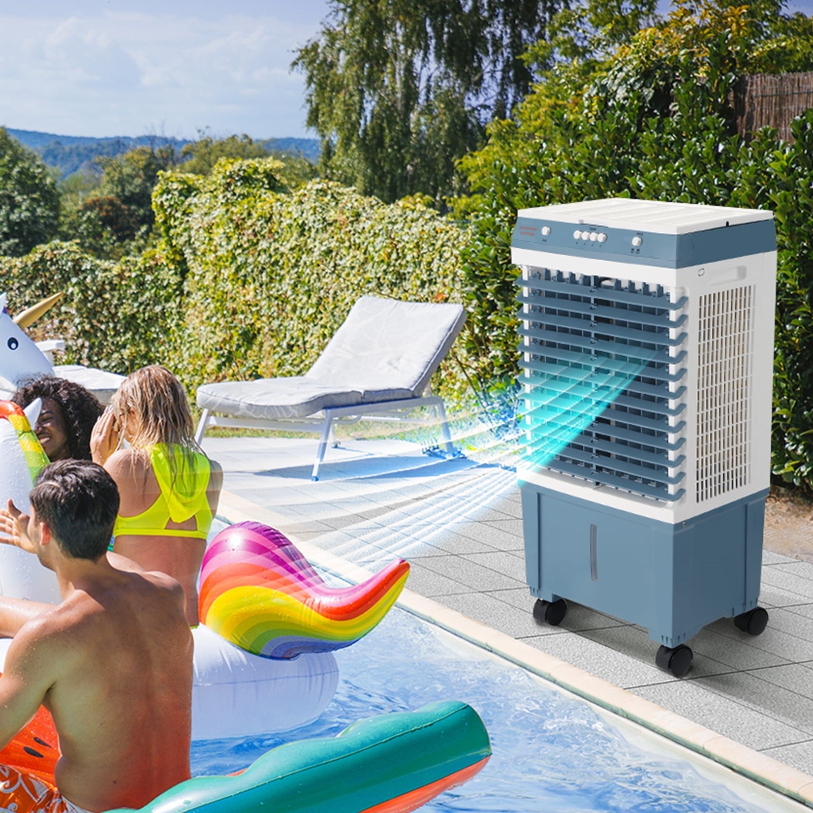 BENTISM Evaporative Cooler Swamp Cooler 3-in-1 1400 CFM 5 Gal Air Humidifier Home