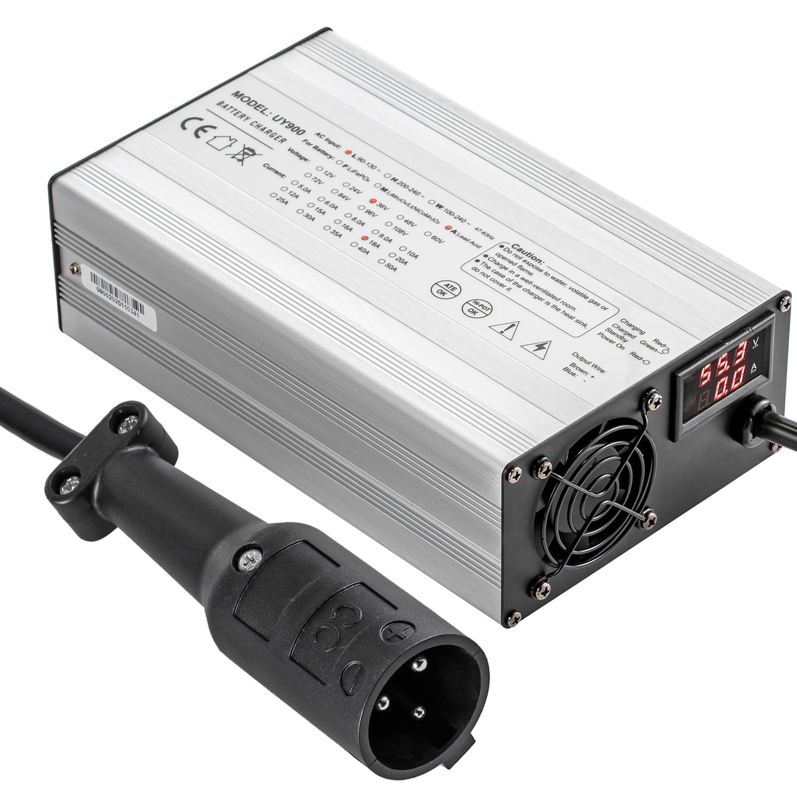BENTISM Golf Cart Battery Charger48V Club Car Charger 15A Golf Cart Electric Charger 3 Pin Plug Round / LED Club Car Battery Charger Aluminum Shell Power Wise Golf Cart Battery Charger