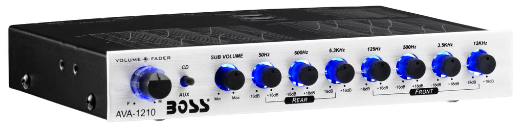 BOSS Audio Systems AVA1210 Car Audio Equalizer 7 Band Pre-Amp With Gold-Plated Front/Rear and Subwoofer Outputs, DPS Processor