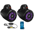 BOSS Audio Systems B40RGB ATV UTV Marine Weatherproof System - Amplified, 4 Inch Stereo Speakers, Full Range, 2 Way, Full Range Audio, Tweeters, Bluetooth, IPX5 Rated Weatherproof, Sold in Pairs