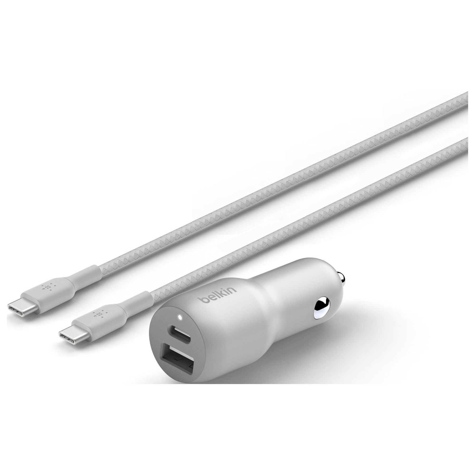 Belkin 37W Dual Port Fast Car Charger with 3.3ft USB-C Cable Included, USB-C 25W PPS Port and USB-A 12W Port for Galaxy S23, S23+, Ultra, Note20, iPhone 15, 14, 13, 12, 11, Pro, Max, Mini and More