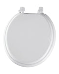 Bemis Round Enameled Wood Toilet Seat in White with Top-Tite Hinge