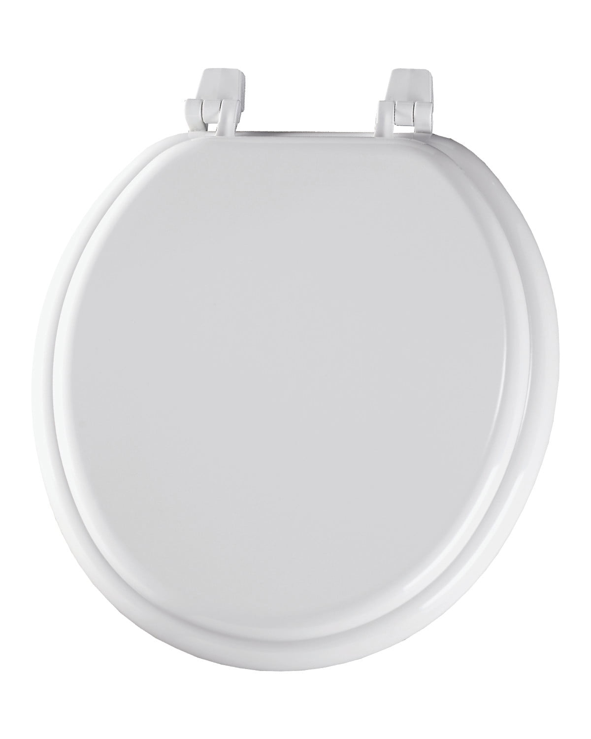 Bemis Round Enameled Wood Toilet Seat in White with Top-Tite Hinge
