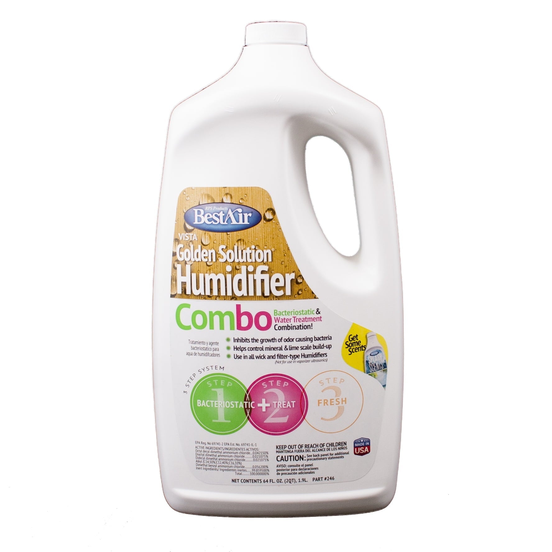 BestAir® 246 Golden Solutions Humidifier Bacteriostatic & Water Treatment Combo, 64 fl oz for Wick & Filter-Type Humidifiers