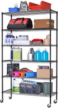 BestOffice 18x48x82 inch 6 Tier Wire Shelving Unit with Wheels Steel Adjustable Utility 2100 LBS Capacity,Black