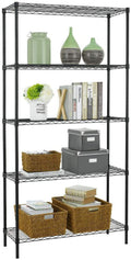 BestOffice 5 Tier Wire Shelving Unit 1250lb Capacity Black