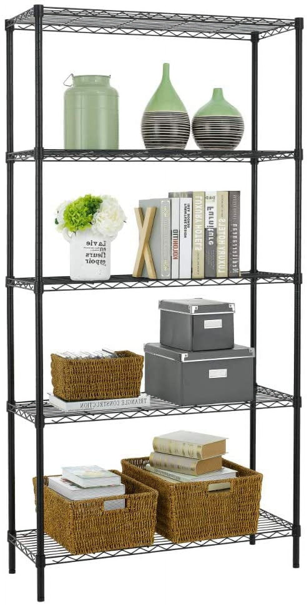 BestOffice 5 Tier Wire Shelving Unit 1250lb Capacity Black