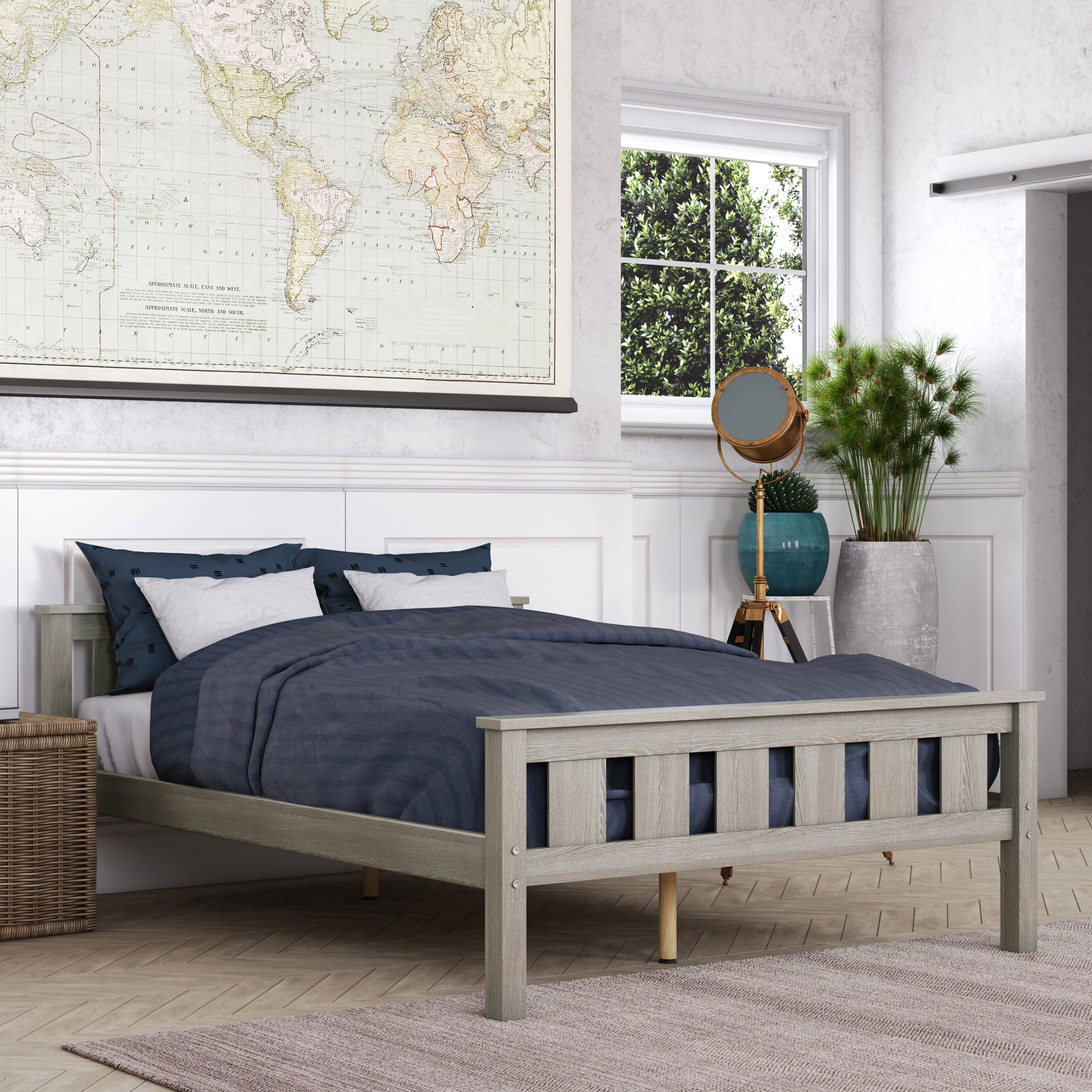 Better Homes & Gardens Kane Wooden Platform Bed, Full Size, Gray