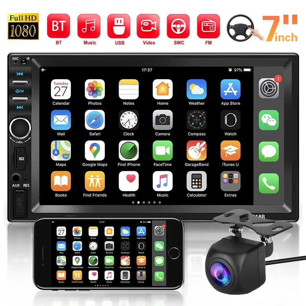 Bileeko 7" Double 2 DIN Car MP5 Player Bluetooth Touch Screen Stereo Radio With Camera