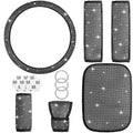Bling Crystal Diamond Steering Wheel Cover, 11Pcs Shiny Rhinestone Sparkling Car Interior Decorations, Car Accessories for Women Girls, Universal Fit 14-15inch