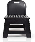BodyHealt Portable Folding Stool with Back for Elderly-Adults, Toddlers (Black)