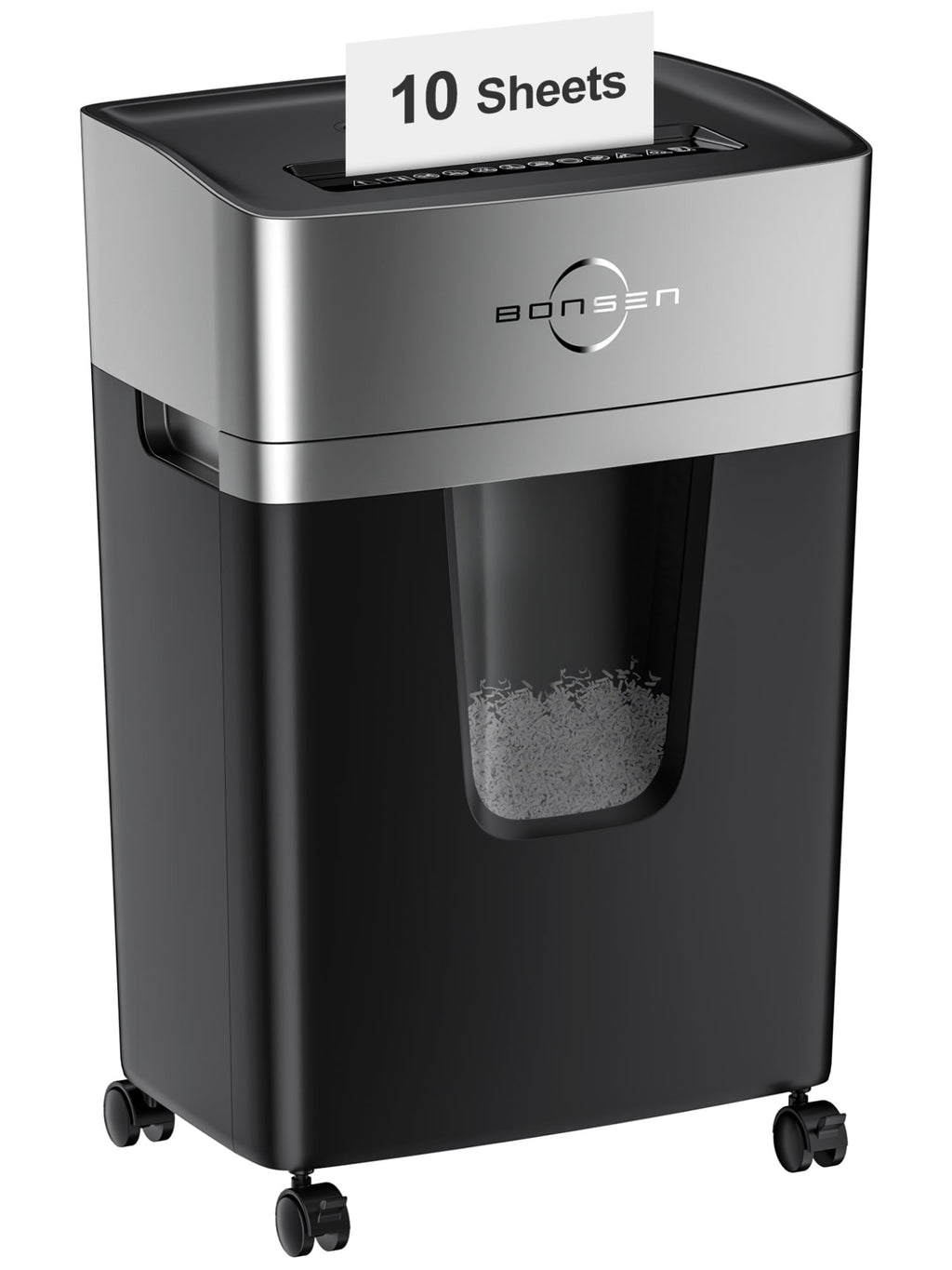 Bonsen 10-Sheet Micro Cut Paper Shredder Home Office Shredder with 5.2 Gallon Wastebasket