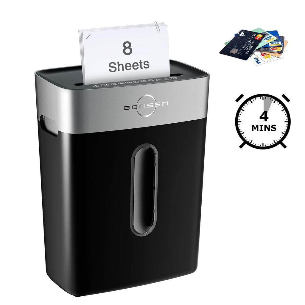 Bonsen Shredder for Home Office, 8-Sheet P4 High Security  Crosscut Shredder, 4 Gallons Bin