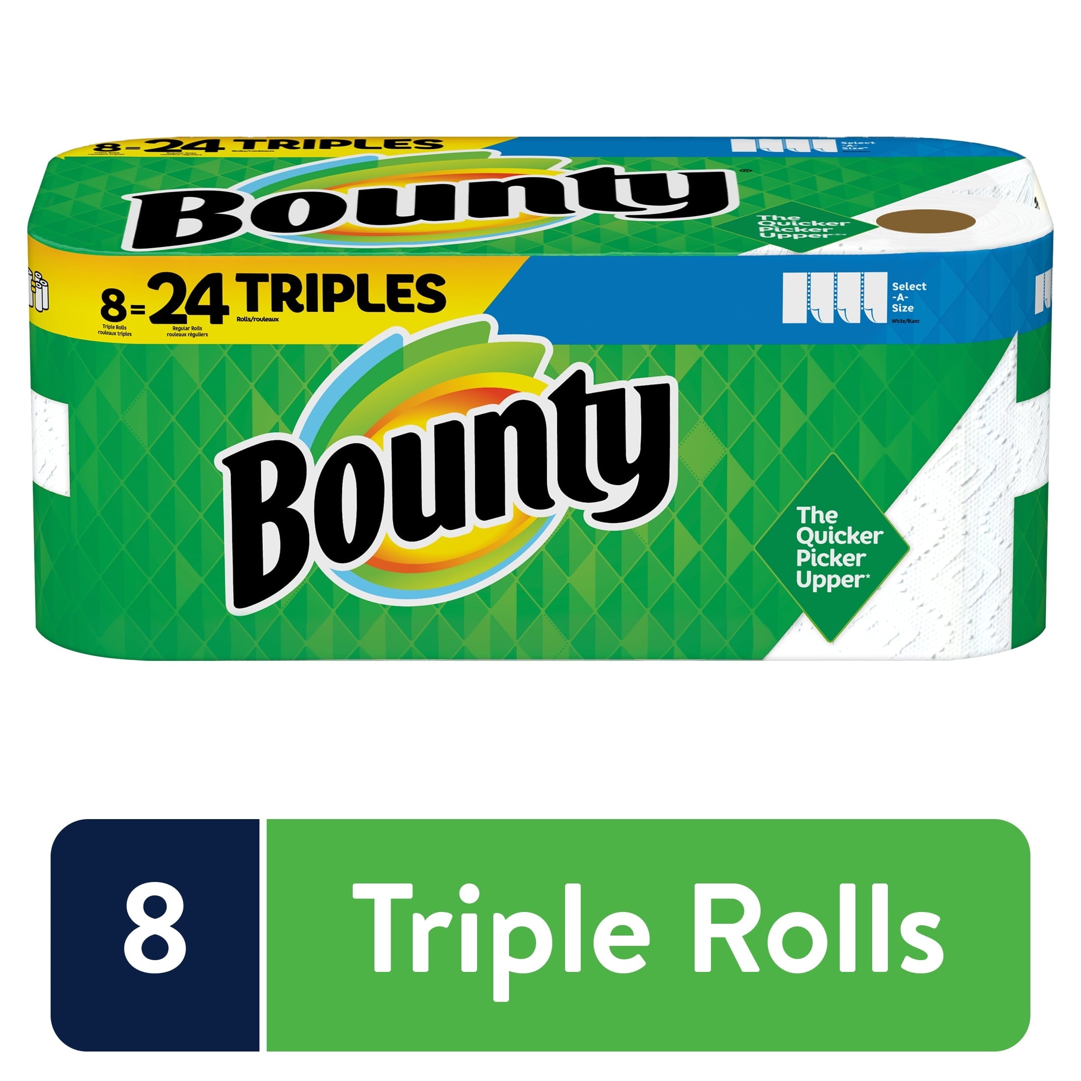 Bounty Select-A-Size Paper Towels, White, 8 Triple Rolls = 24 Regular Rolls, 8 Count