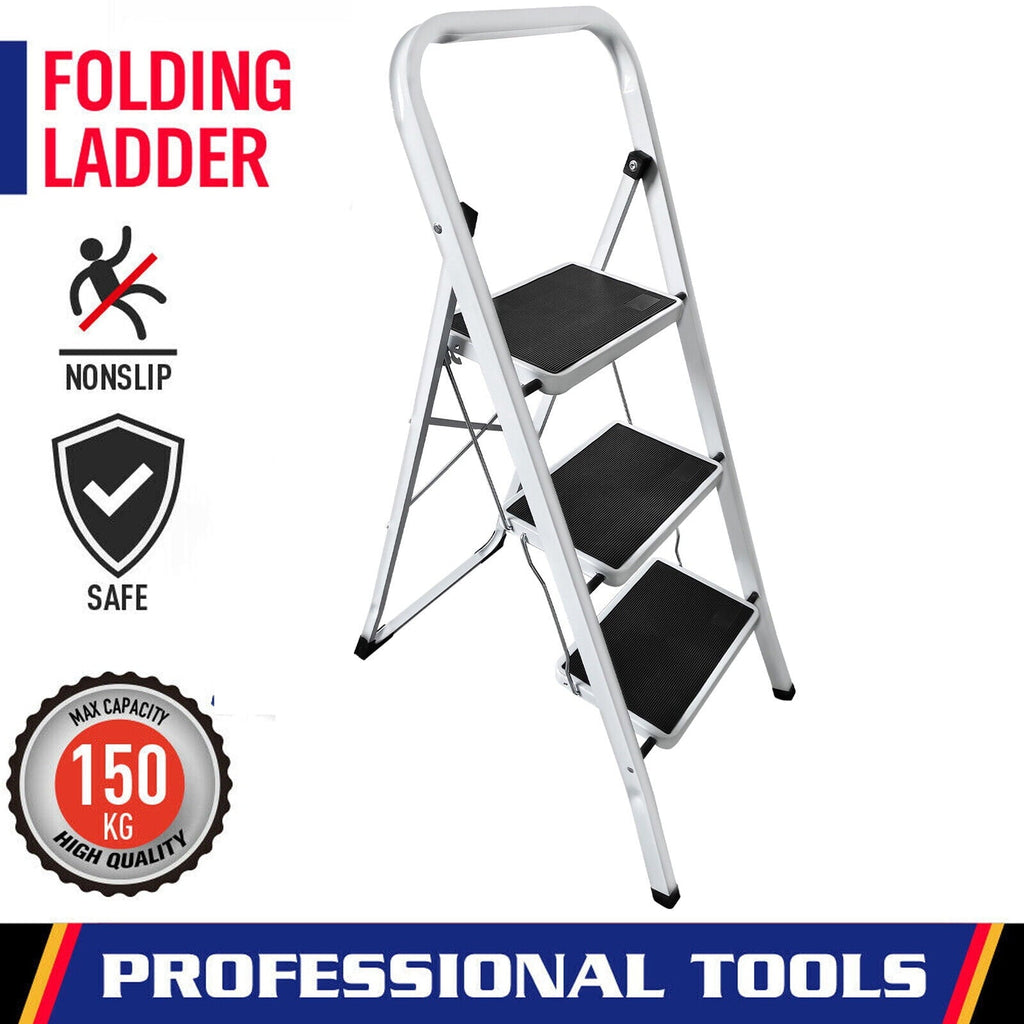Bowoshen 3 Step Heavy Duty Non-Slip Tread Folding Compact Safety Step Ladder Stepladder