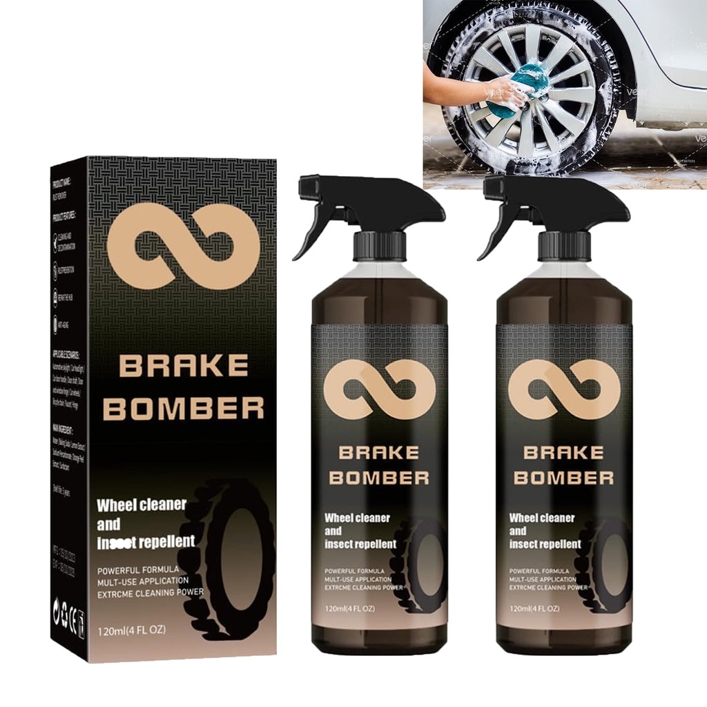 Brake Bomber Wheel Cleaner, Powerful Non-Acid Truck & Car Wheel Cleaner Spray and Bug Remover, Perfect for Cleaning Wheels and Tires, Safe on Alloy, Chrome, and Painted Wheels 120ML