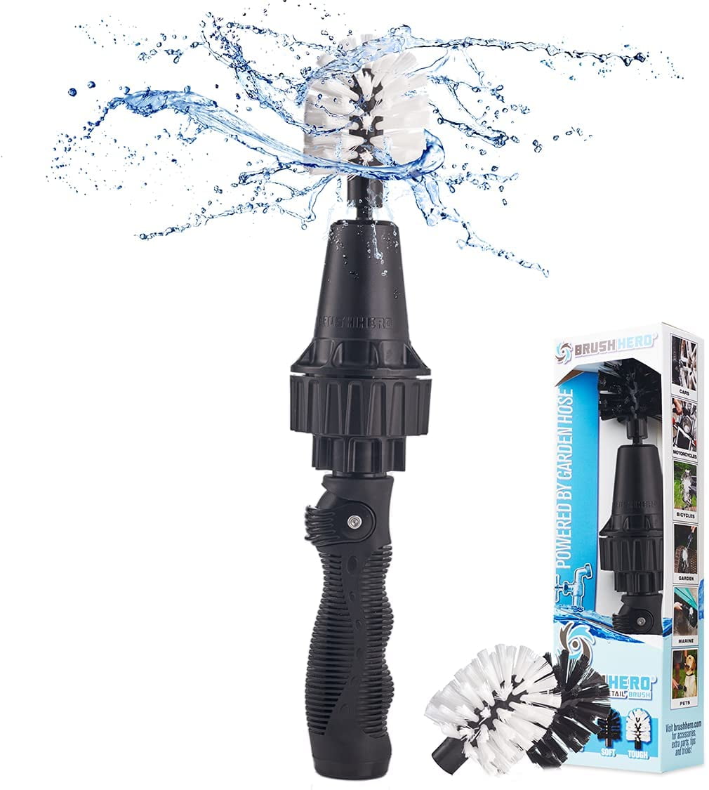Brush Hero - Car Wheel Brush, Premium Automotive Detailer and Tire Brush Cleaning Kit for Bikes, Engines, Trucks, Boats, Equipment, Exhaust Tips, Premium Water-Powered Multi-Purpose Rim Brush