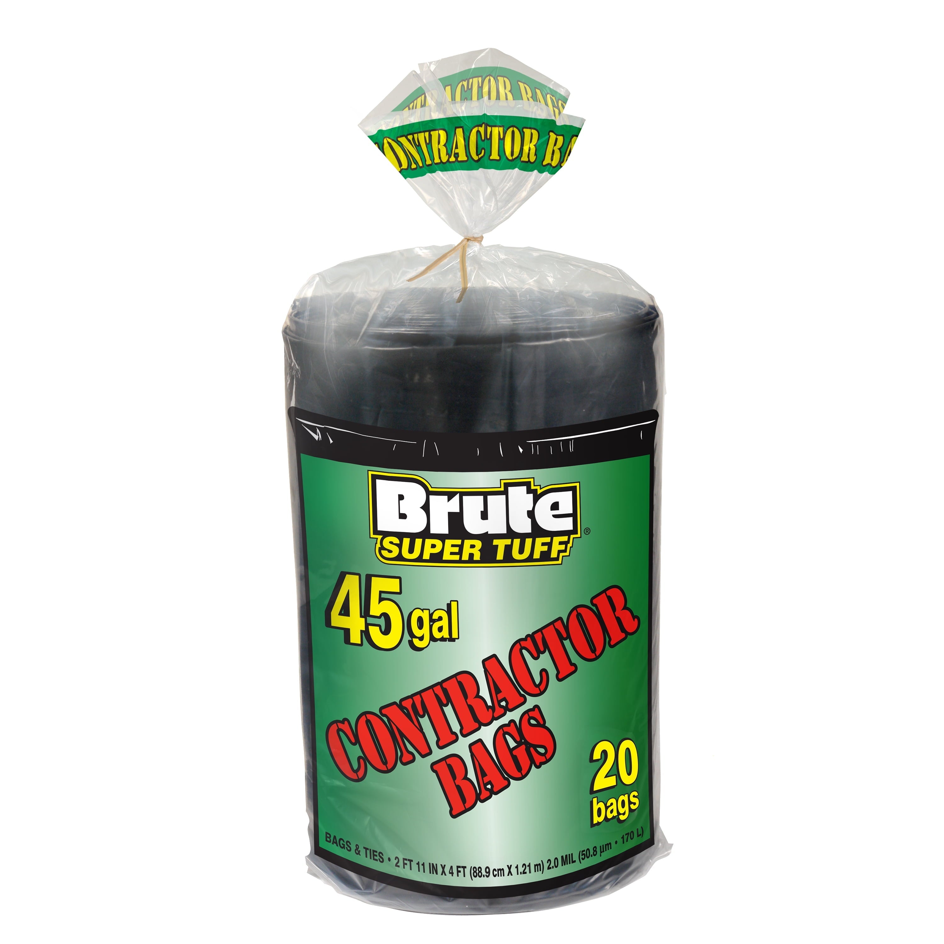 Brute Super Tuff Contractor Trash Bags, 45 Gallon, 20 Bags