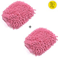 Buy 1 Get 1 Free l Car Cleaning Tool Fuchsia Microfiber Chenille Wash Mitt Window Washing Glove Duster 2 Pcs Total