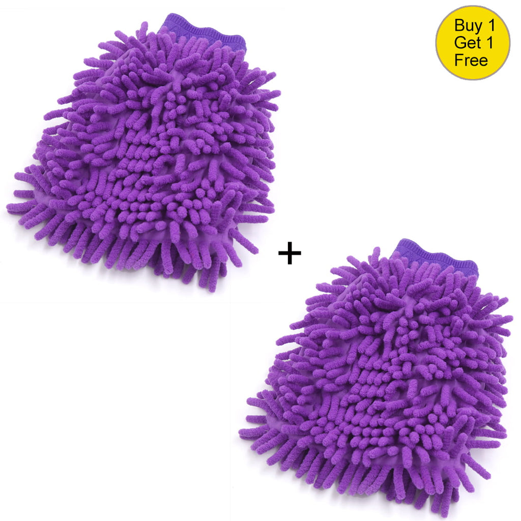 Buy 1 Get 1 Free l Car Cleaning Tool Purple Soft Mitt Microfiber Chenille Auto Wash Washing Cleaning Glove 2 Pcs Total