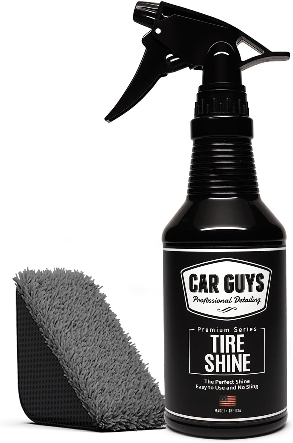 CAR GUYS Tire Shine Spray , The Perfect Shine , Durable and User Friendly Tire Dressing , Long Lasting UV Protection , 18 Oz Kit with Applicator Pad 18 Ounces w/ Applicator