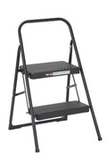 COSCO 2-Step Household Folding Steel Step Stool, All Black, 7ft 11in Reach Height