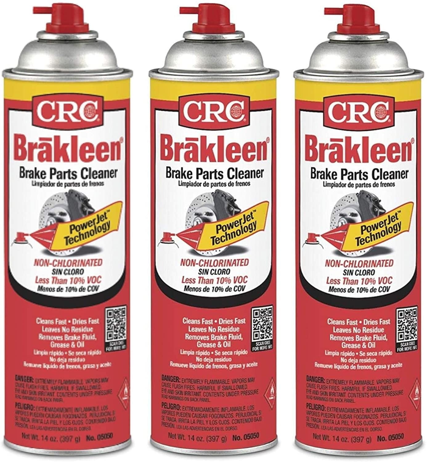 CRC Brakleen 05050 Brake Parts Cleaner - 50 State Formula PowerJet Technology (Pack of 3)