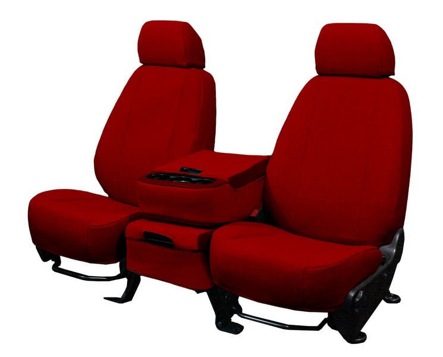 CalTrend Front Buckets Tweed Seat Covers for 2007-2014 Chevy/GMC Suburban|Tahoe|Silverado|Avalanche|Sierra|Yukon 1500-3500 - CV405-02TA Red Insert and Trim