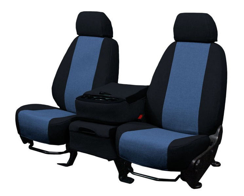 CalTrend Front Buckets Tweed Seat Covers for 1999-2002 Chevy/GMC Silverado|Sierra 1500-3500 - CV401-04TT Blue Insert with Black Trim