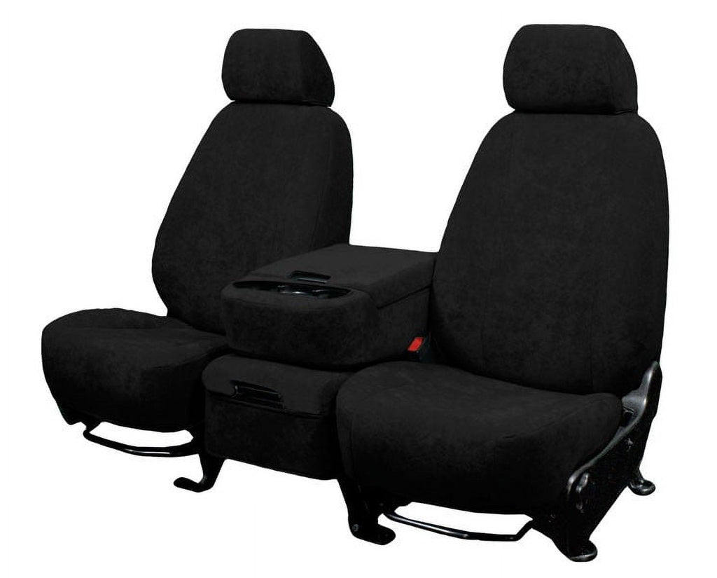 CalTrend Front Solid Bench MicroSuede Seat Covers for 1997-2000 Ford F-150-250 - FD108-01SA Black Insert and Trim